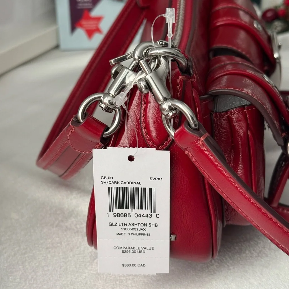 Coach Ashton Bag Crossbody In Leather/Silver/Dark Cardinal Red CBJ01
